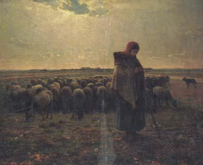 jean-francois millet Shepherdess with her flock (san17)